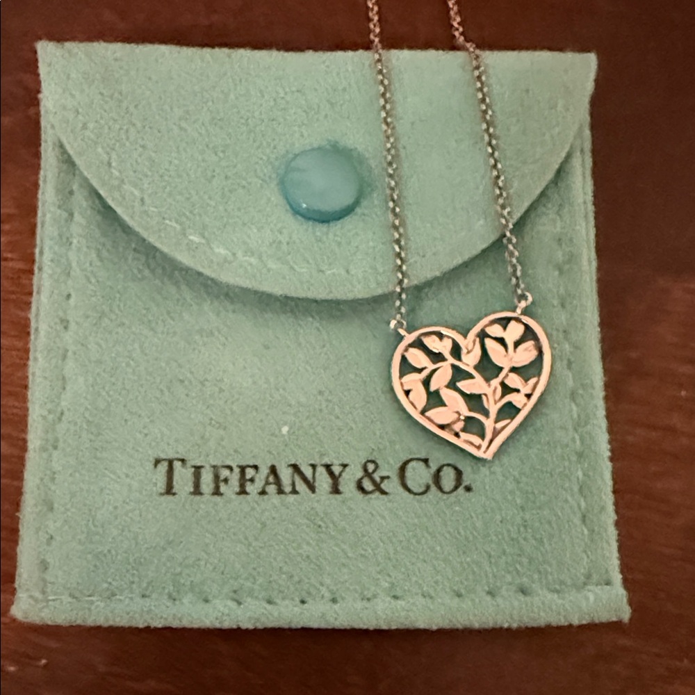 Tiffany & Co. Silver Olive Leaf Heart Necklace